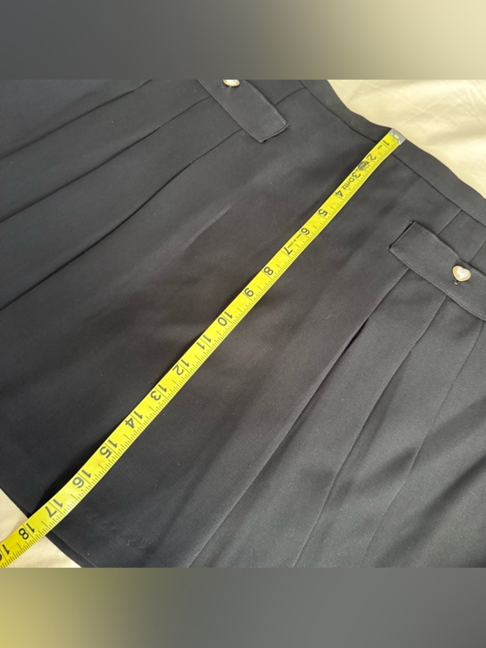 Black Pleated Mini Skirt with Pearl Heart Buttons - Picture 7 of 11